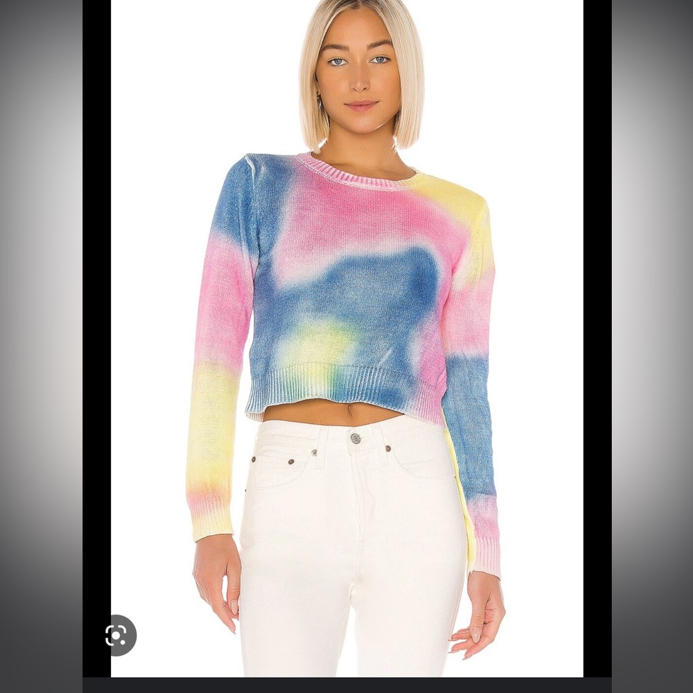 John + Jenn X Revolve Crop Sweater in Multi Tie Dye